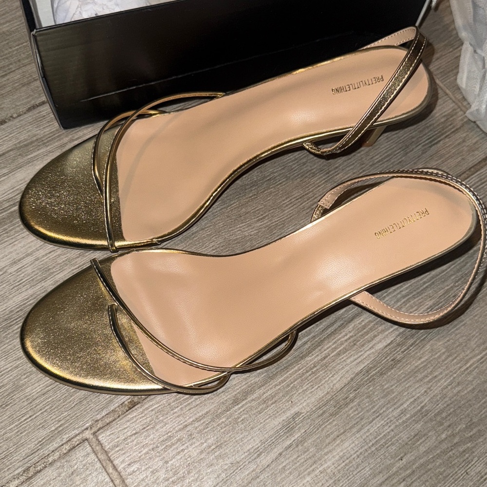 PrettyLittleThing Metallic Gold Sandals
